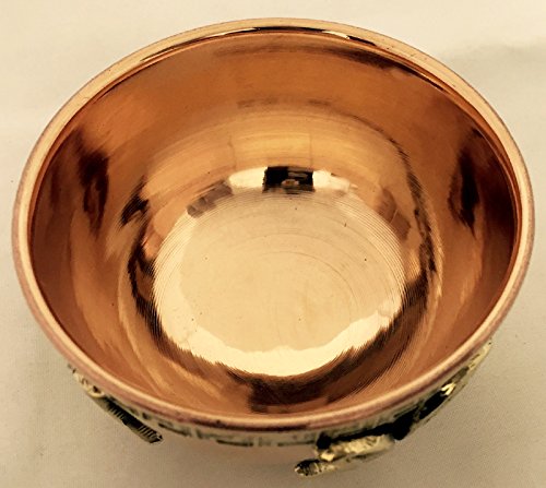 New Age Imports, Inc. bo, Triple Moon Pentacle Copper 3", for Altar, Ritual use, Incense Burner, smudging, Decoration, offering Bowl, 3" Diameter 2" Height
