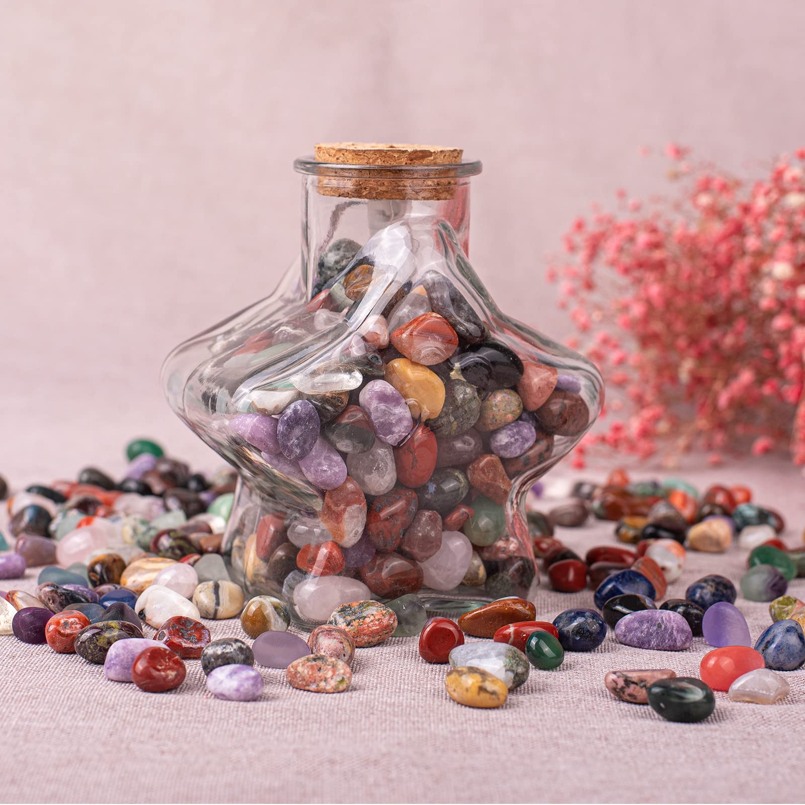 SigMntun Polished Multicolor Healing Crystal Stone Set, 72 Pcs, 0.5" Handpicked Tumbled Stones for Healing, Reiki, Meditation, Crafting, Home Decor, Ethically Sourced, Multicolor