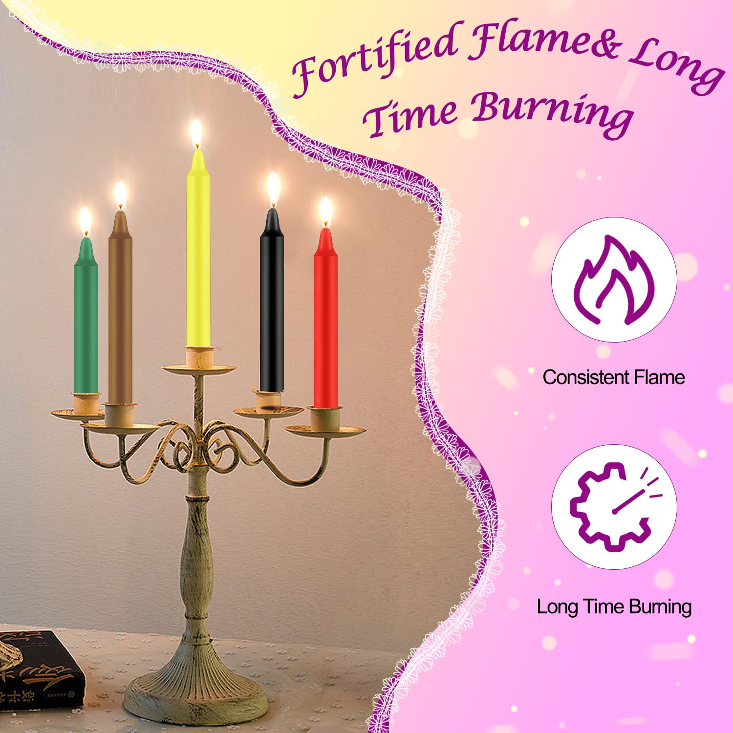 Tobeape 24 Pack Assorted Color Spell Chime Candles, 4 Inch Mini Taper Candles for Rituals/Birthday Party/Prayer/Meditation/Witchcraft/Wiccan Altar/Magic Tools