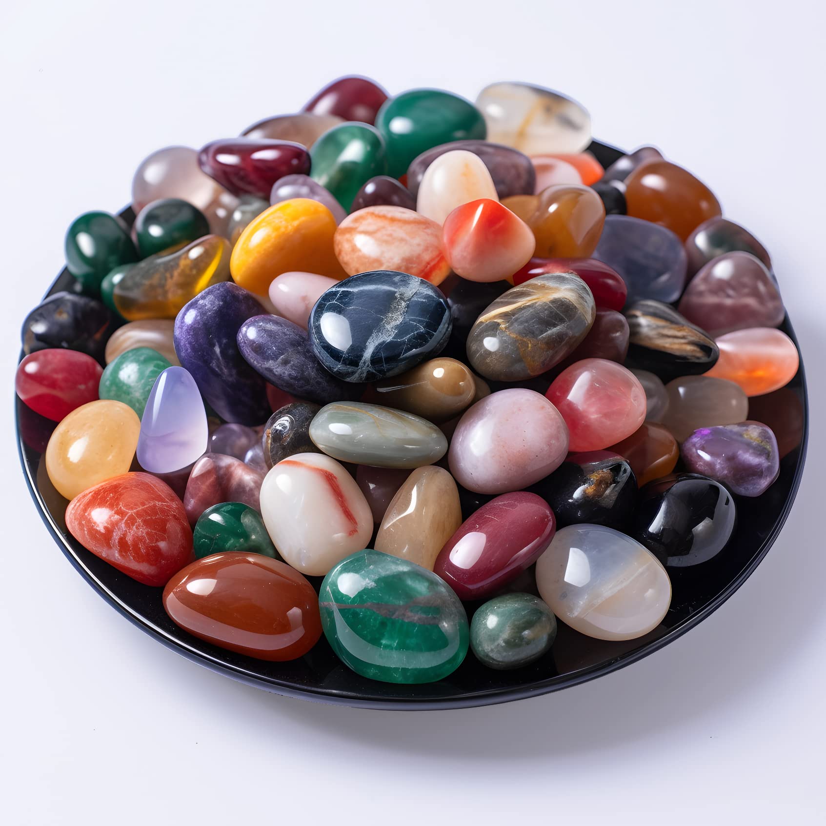 SigMntun Polished Multicolor Healing Crystal Stone Set, 72 Pcs, 0.5" Handpicked Tumbled Stones for Healing, Reiki, Meditation, Crafting, Home Decor, Ethically Sourced, Multicolor