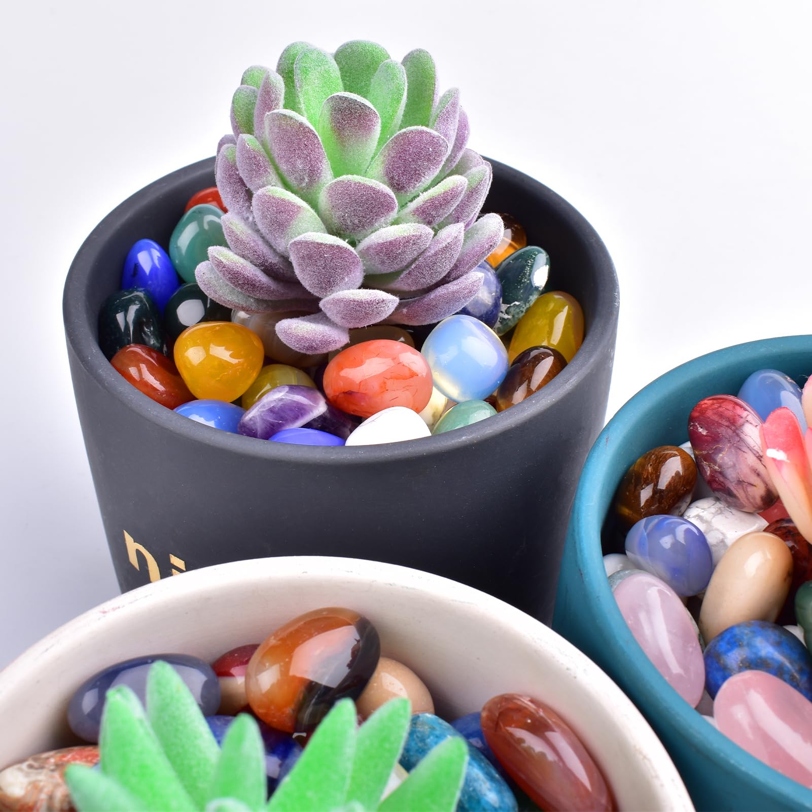 SigMntun Polished Multicolor Healing Crystal Stone Set, 72 Pcs, 0.5" Handpicked Tumbled Stones for Healing, Reiki, Meditation, Crafting, Home Decor, Ethically Sourced, Multicolor