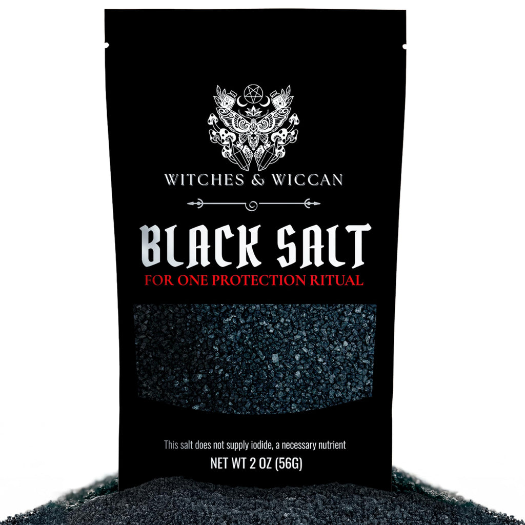 Black Salt for Protection Rituals & Wiccan Spells, Handcrafted Negative Energy Protection Crystals for Witchcraft, 2 Oz Bag, Witches & Wiccan Witchcraft Supplies