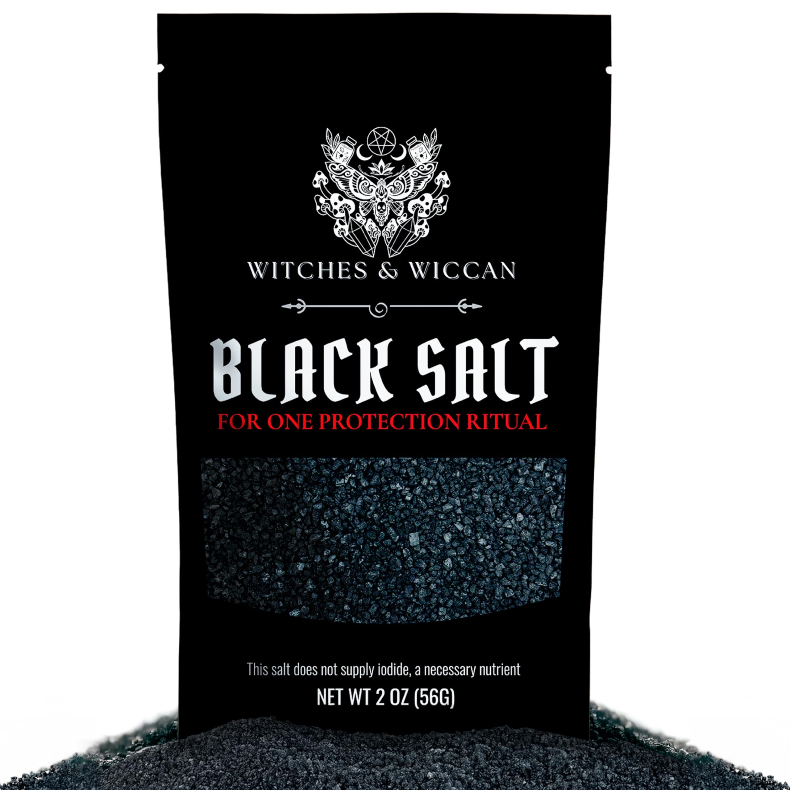 Black Salt for Protection Rituals & Wiccan Spells, Handcrafted Negative Energy Protection Crystals for Witchcraft, 2 Oz Bag, Witches & Wiccan Witchcraft Supplies