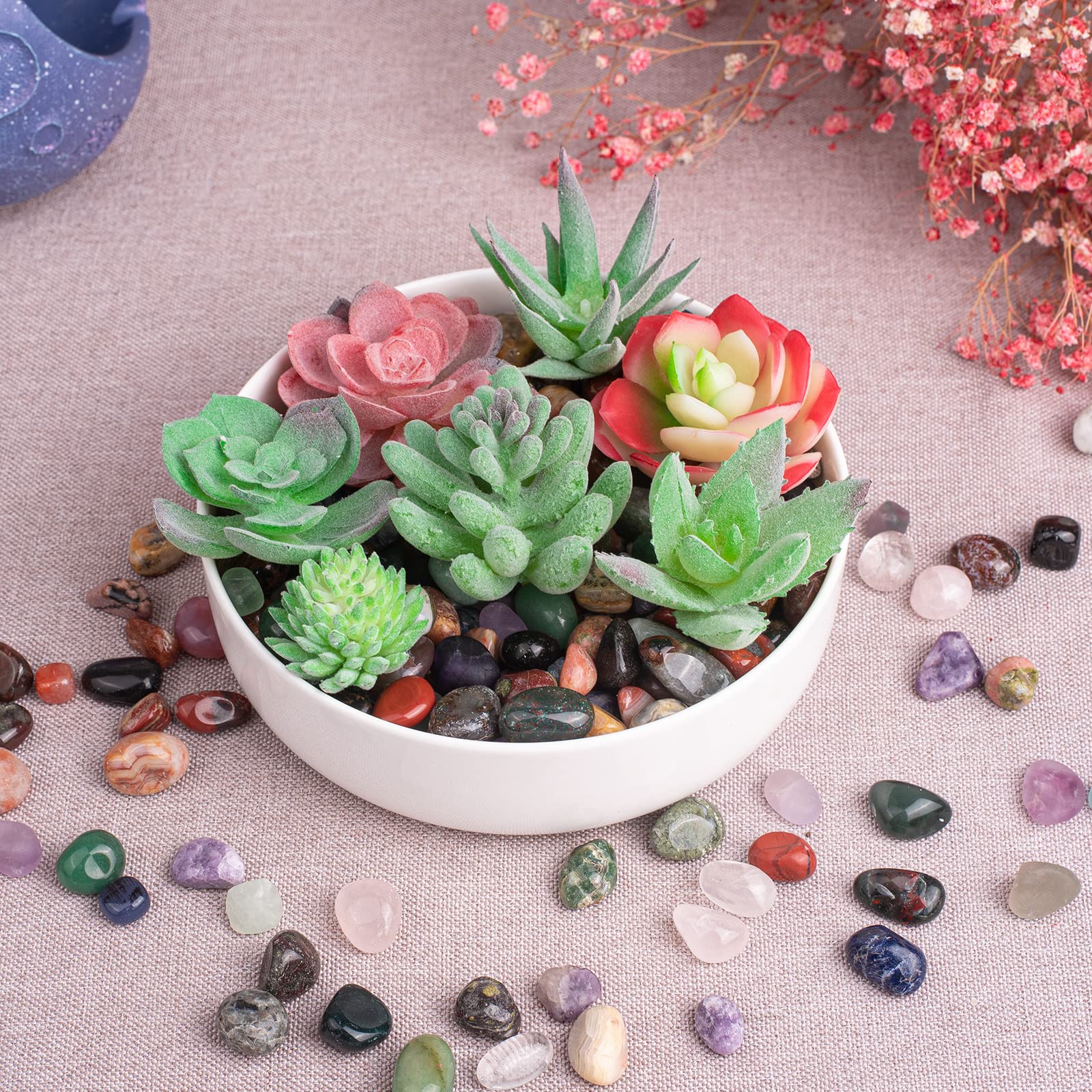 SigMntun Polished Multicolor Healing Crystal Stone Set, 72 Pcs, 0.5" Handpicked Tumbled Stones for Healing, Reiki, Meditation, Crafting, Home Decor, Ethically Sourced, Multicolor