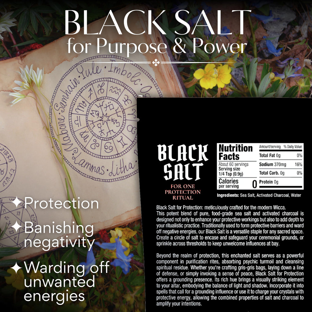 Black Salt for Protection Rituals & Wiccan Spells, Handcrafted Negative Energy Protection Crystals for Witchcraft, 2 Oz Bag, Witches & Wiccan Witchcraft Supplies