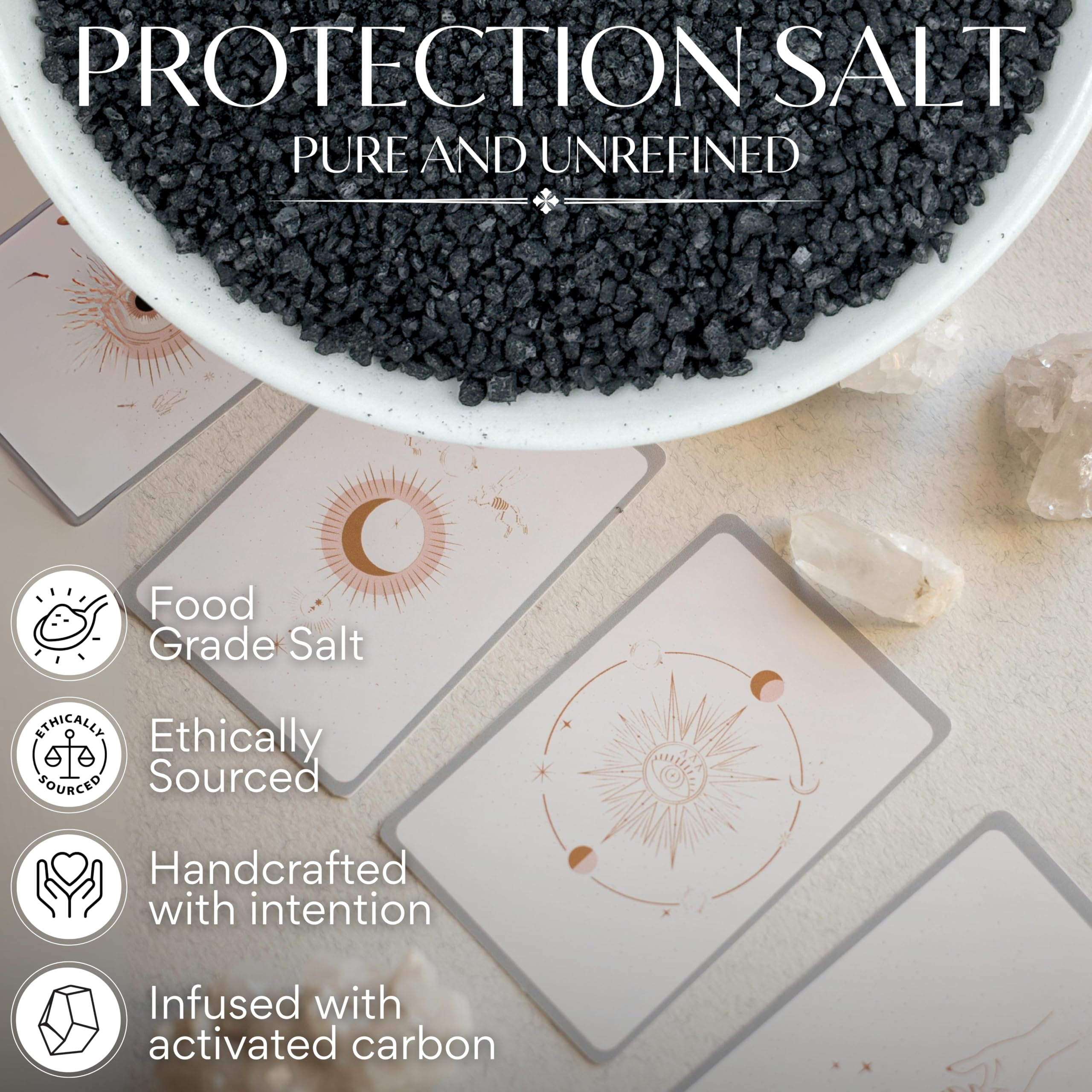 Black Salt for Protection Rituals & Wiccan Spells, Handcrafted Negative Energy Protection Crystals for Witchcraft, 2 Oz Bag, Witches & Wiccan Witchcraft Supplies